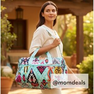Vera Bradley Medium Traveler Bag Pueblo Ethnic Teal Bright Pink Weekender Duffle